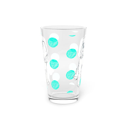 Dogi Fun and Polka Dots Pint Glass in Aqua, Cocker Spaniel, 16oz