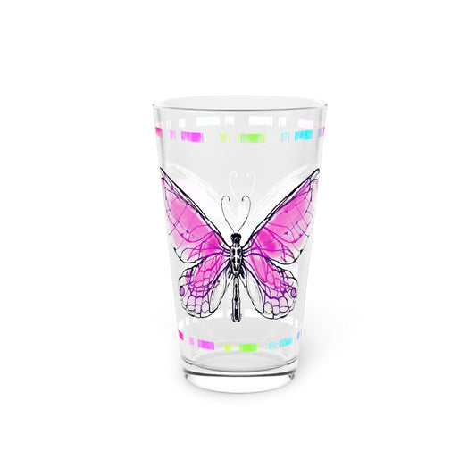 Butterfly Flutterstripe Pint Glass In Violet, 16oz