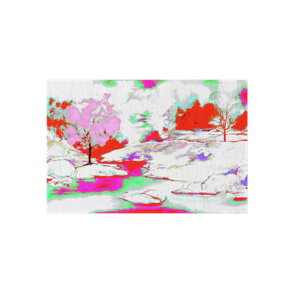 Inspirational Landscapes Indoor/Outdoor Rug, "Squander your life for a purpose", Red and Pink Non-slip