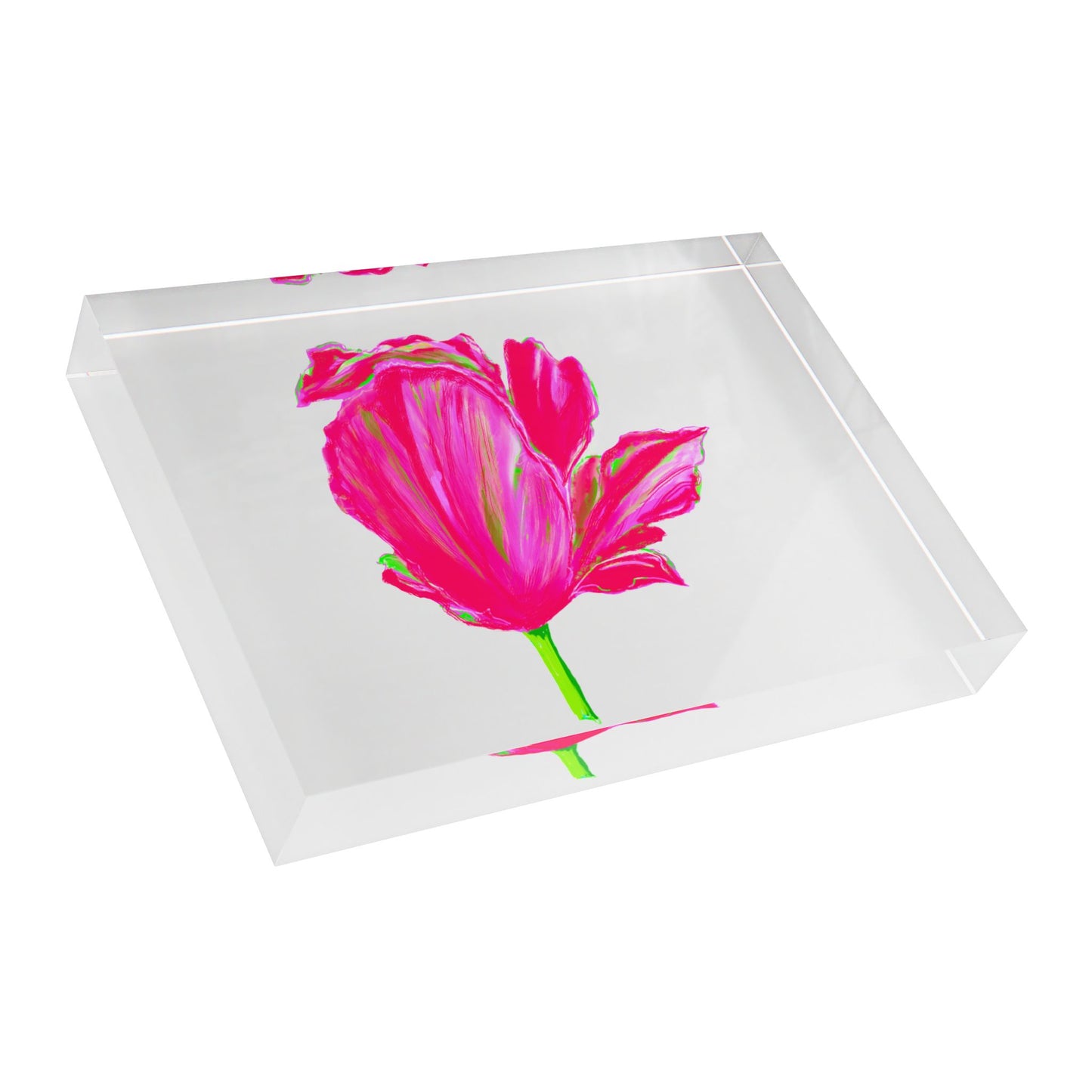 Dancing Tulips Acrylic Art Block Bright Raspberry