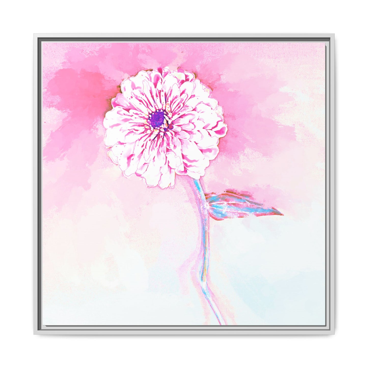 Zinnia Color Splash Matte Canvas Light Pink Framed
