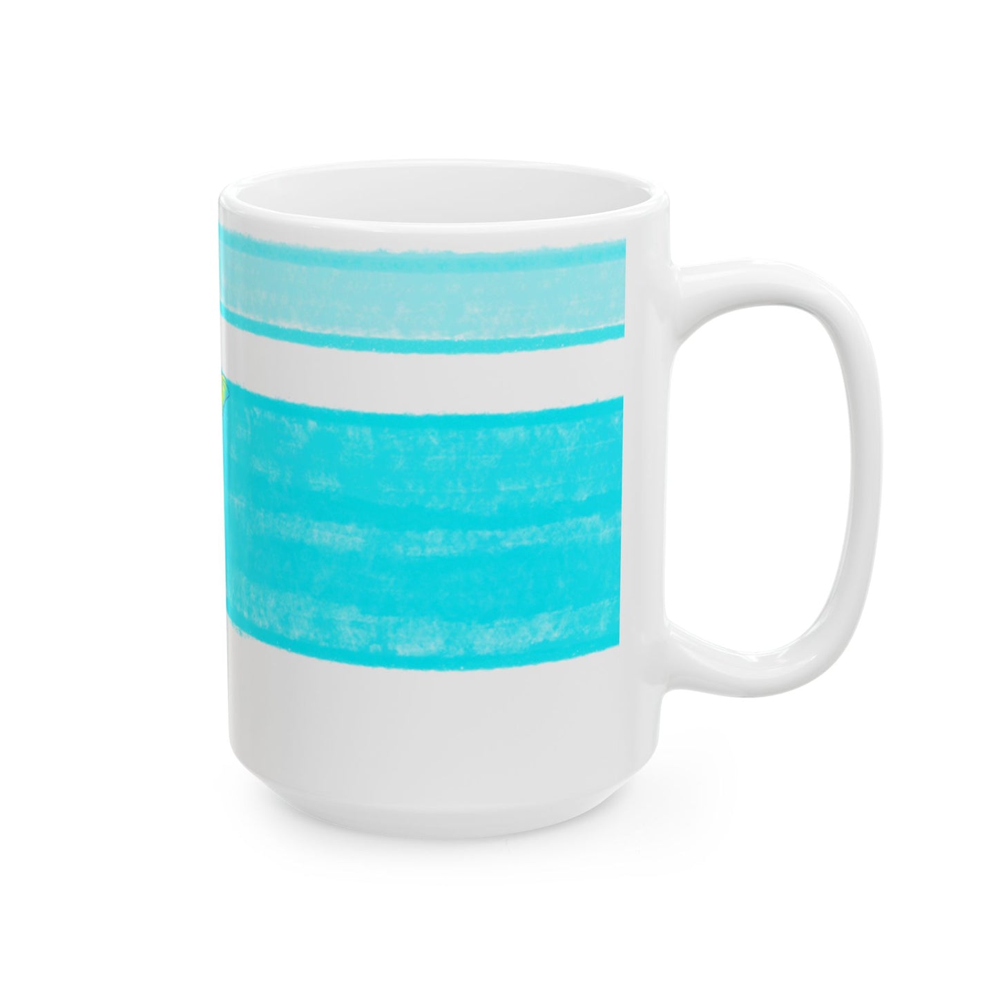 Mega Stripe Kitty Butterfly Flutter Ceramic Mug Aqua