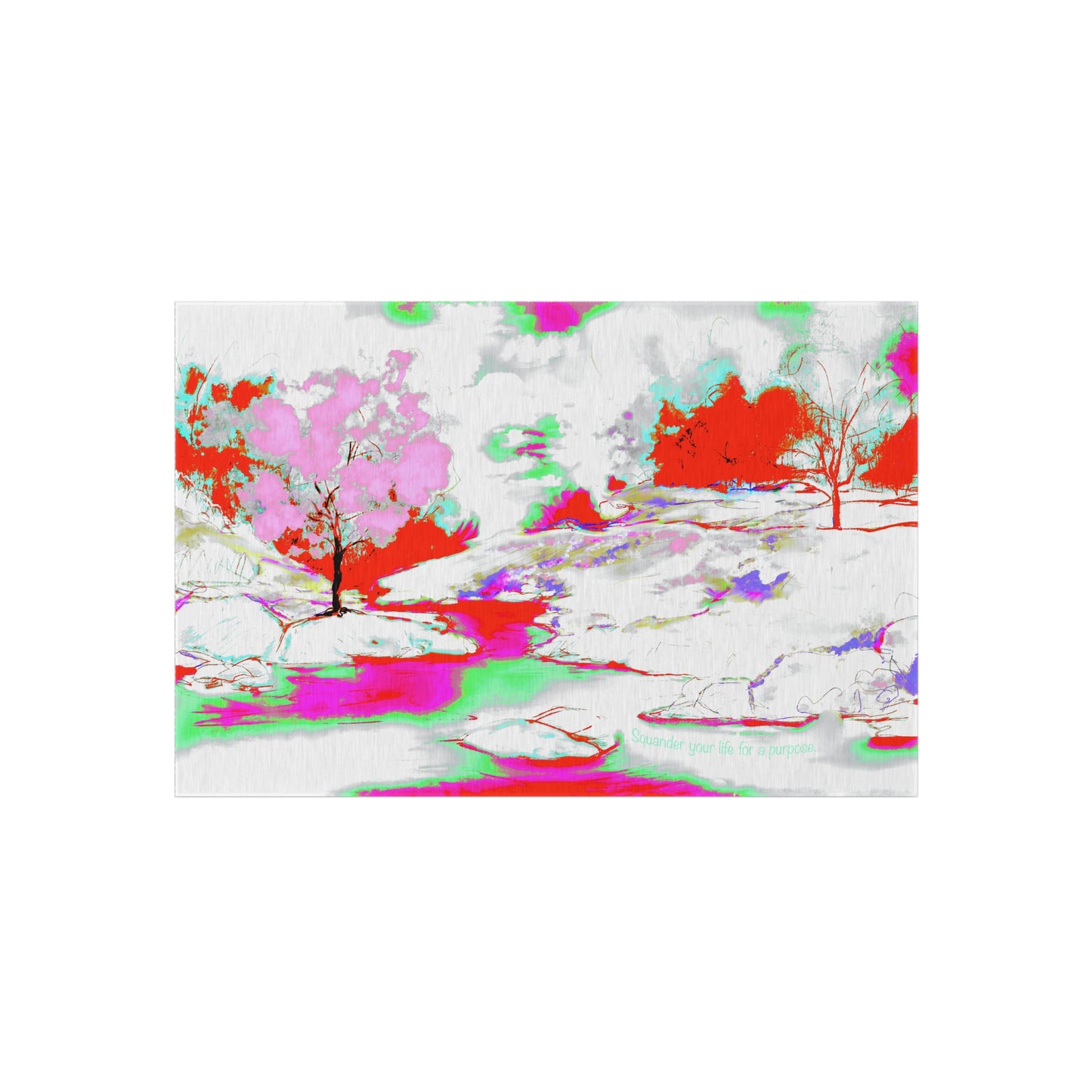 Inspirational Landscapes Indoor/Outdoor Rug, "Squander your life for a purpose", Red and Pink Non-slip