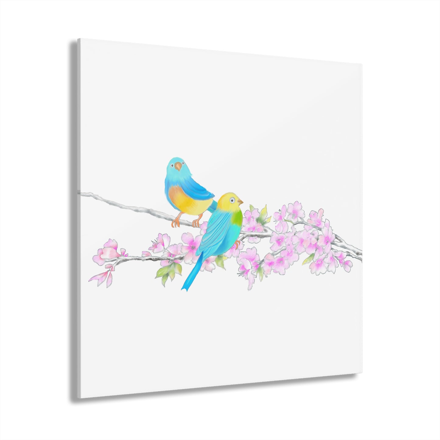 Jolly Birds Acrylic Prints (French Cleat Hanging) Aqua