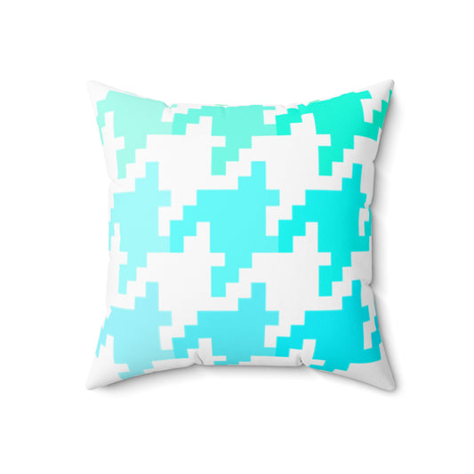 Hounds Tooth Fun  Pillow Aqua/Blue
