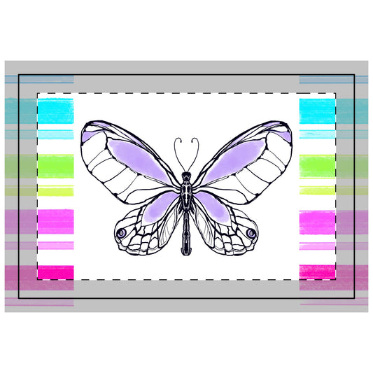 Butterfly Flutterstripe Poly Quilted Placemat, Lavender, Fabric Background Bright White #4