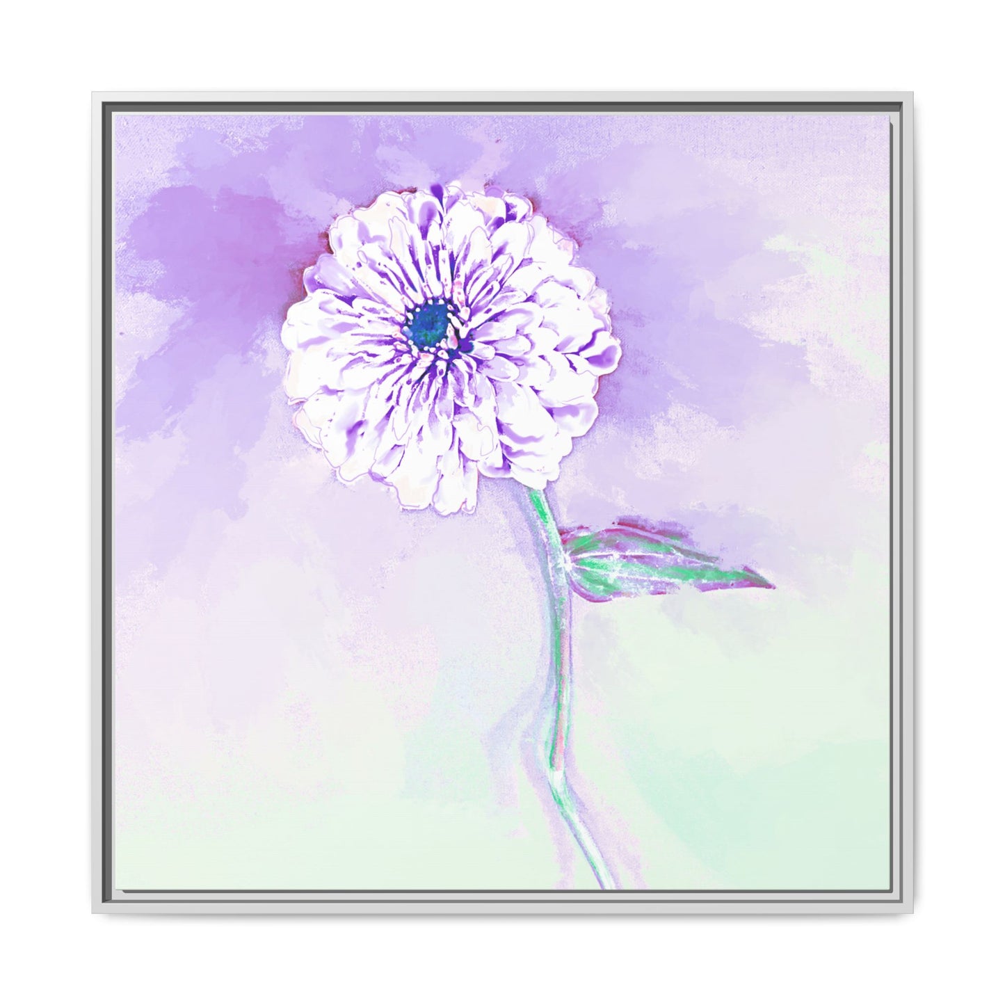 Zinnia Color Splash Matte Canvas Lilac Framed