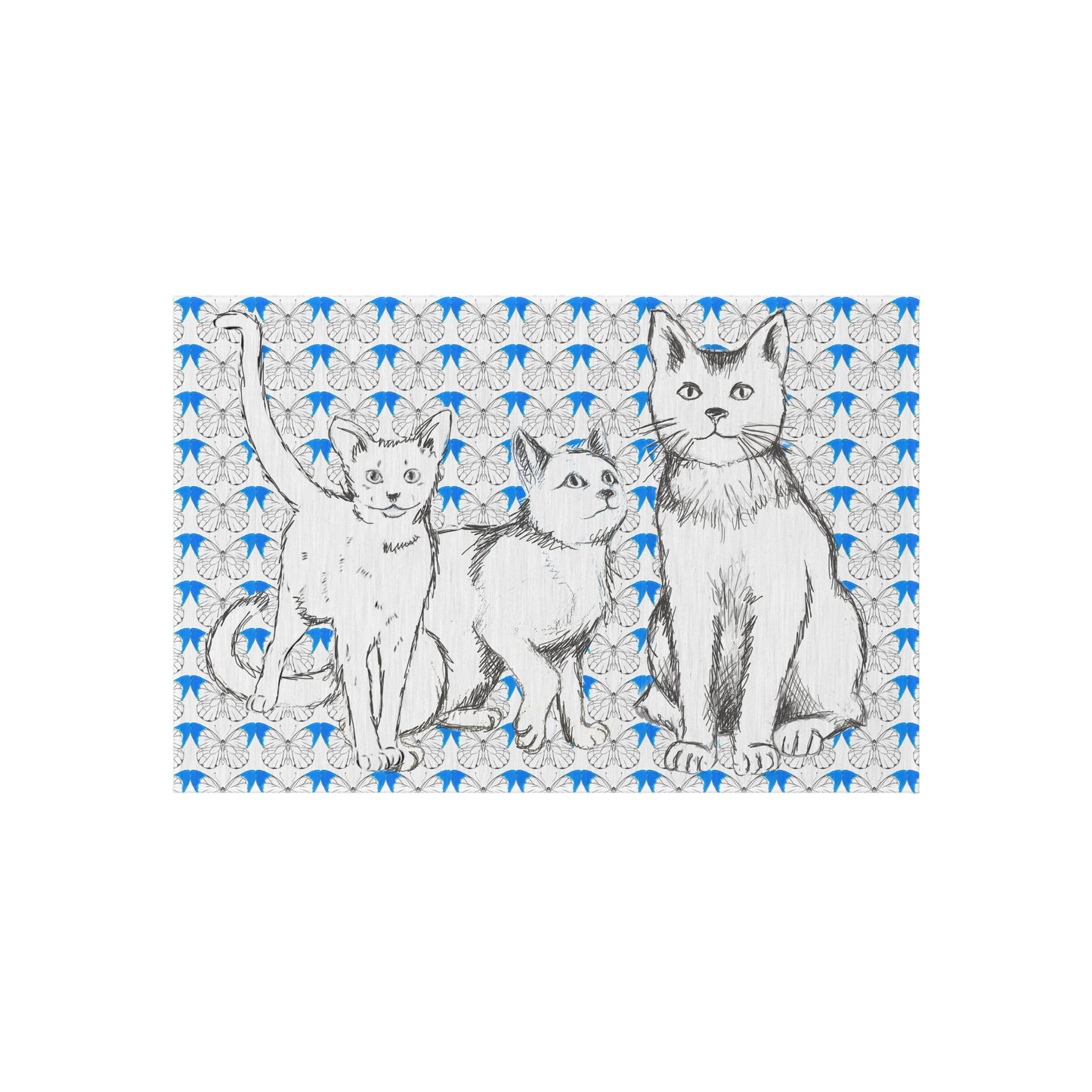 Kitty Fun Indoor/Outdoor Rug blue and black