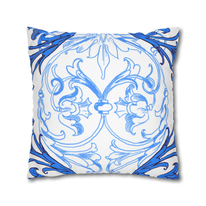 Blue and White Porcelain Square Pillowcase