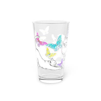 Kitty Flutter Pint Glass 16oz