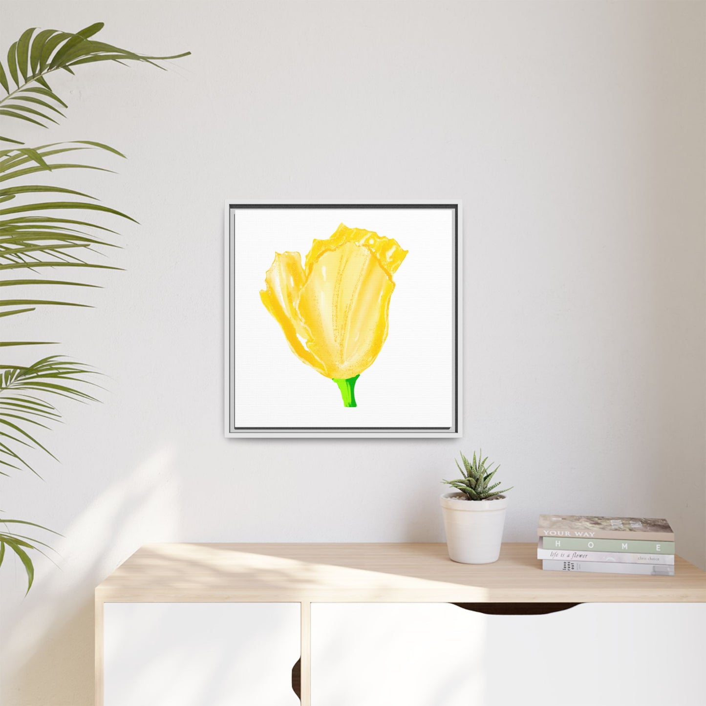 Dancing Tulips Matte Canvas, Framed Yellow