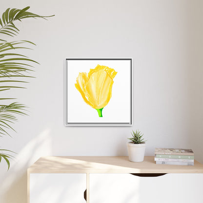 Dancing Tulips Matte Canvas, Framed Yellow