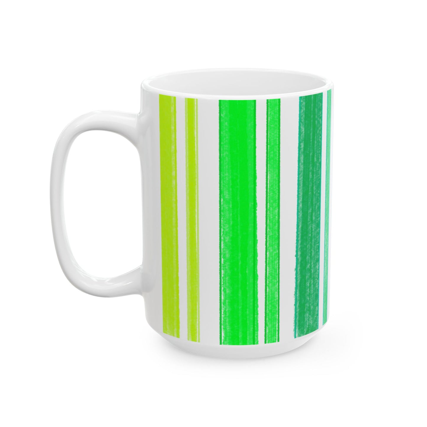 Butterfly Flutterstripe Ceramic Mug, Blues and Greens ( 2 sizes available 11oz and 15oz)