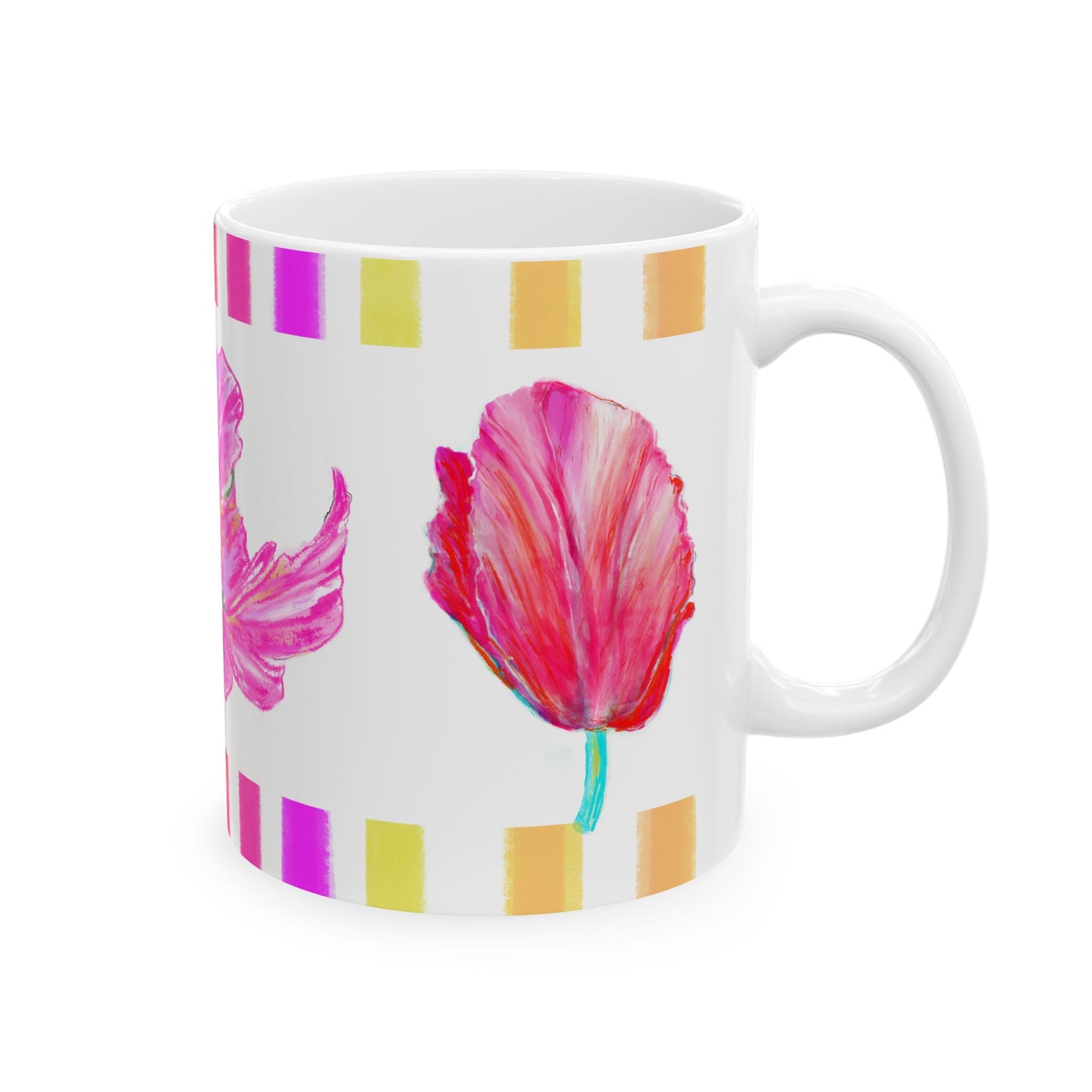 Tulip Love Ceramic Mug, (11oz, 15oz) Pink