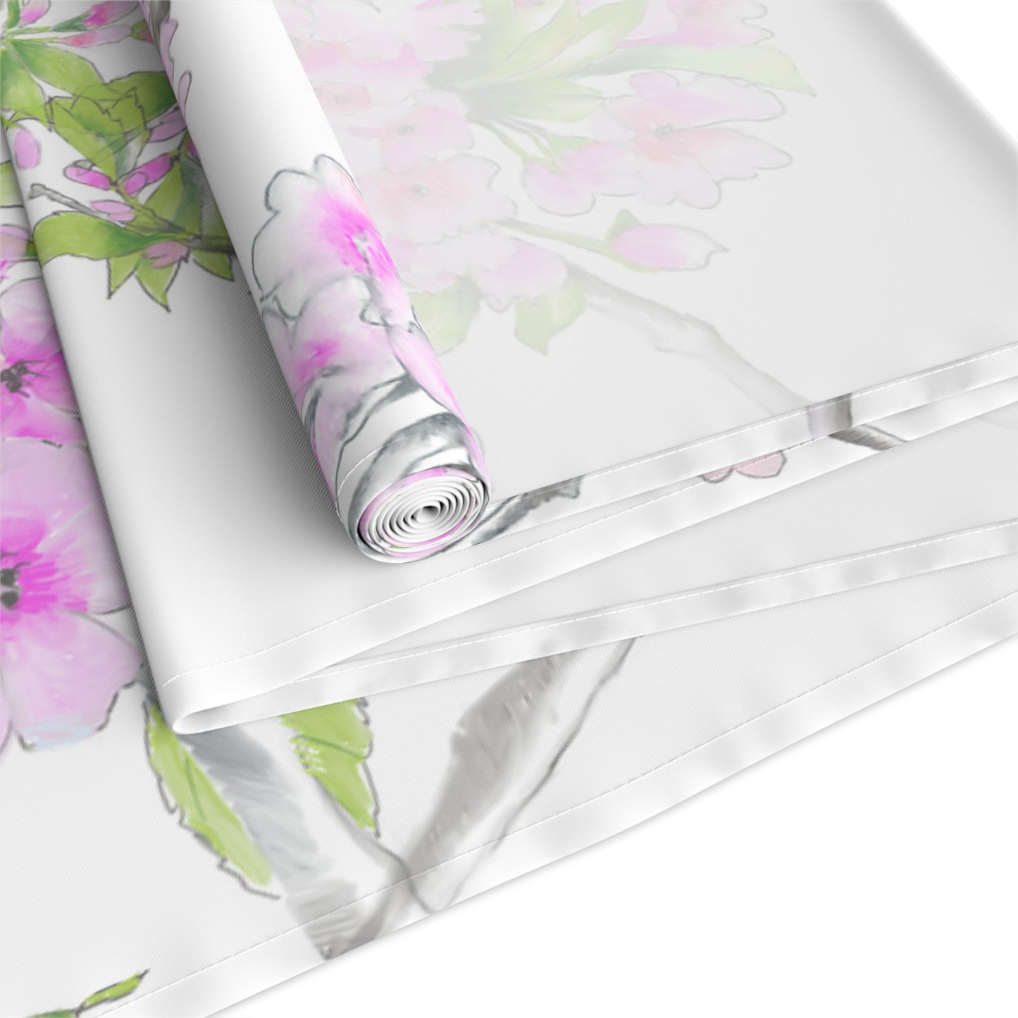 Butterfly Blossom Romp Table Runner (Cotton, Creamy White, Poly, Bright White) 16"x 90"