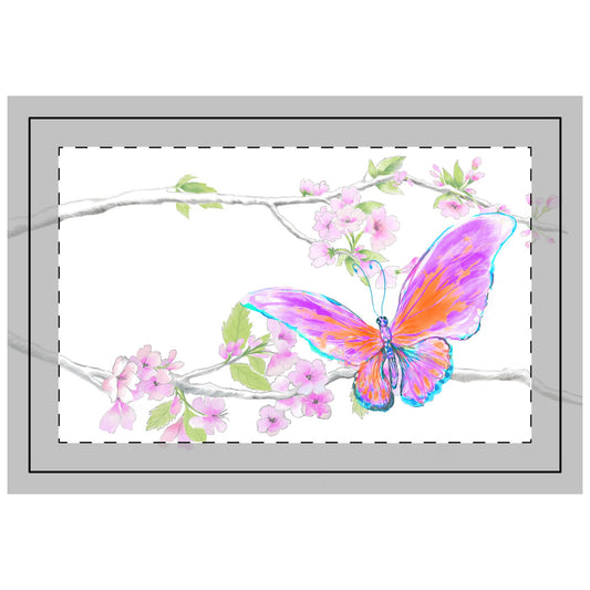 Butterfly Blossom Glide, Quilted Placemat Polyester, Purple, Background Fabric Brighter White, #10