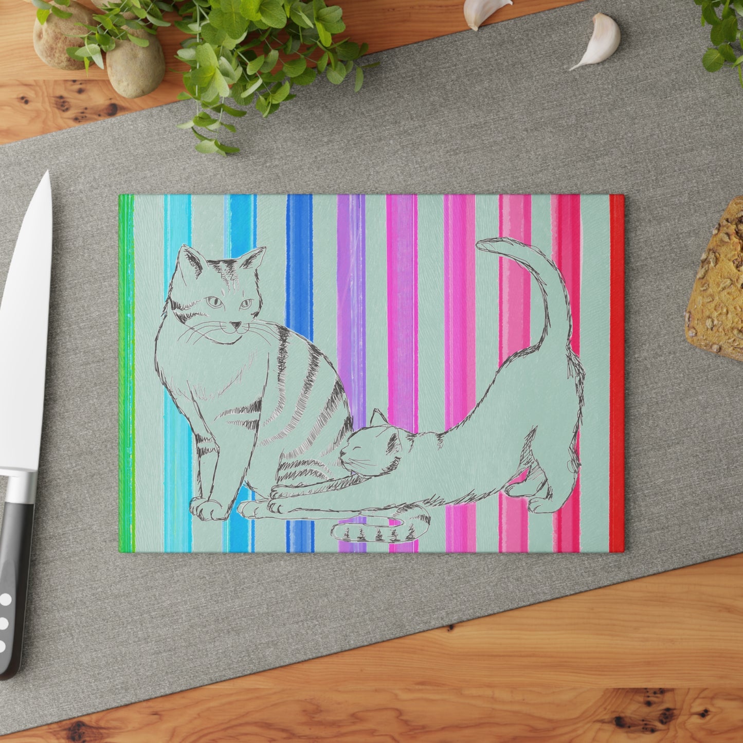 Kitty Fun Glass Cutting Board