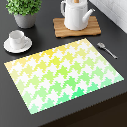 Houndstooth Fun in Yellow and Green | Cotton Placemat