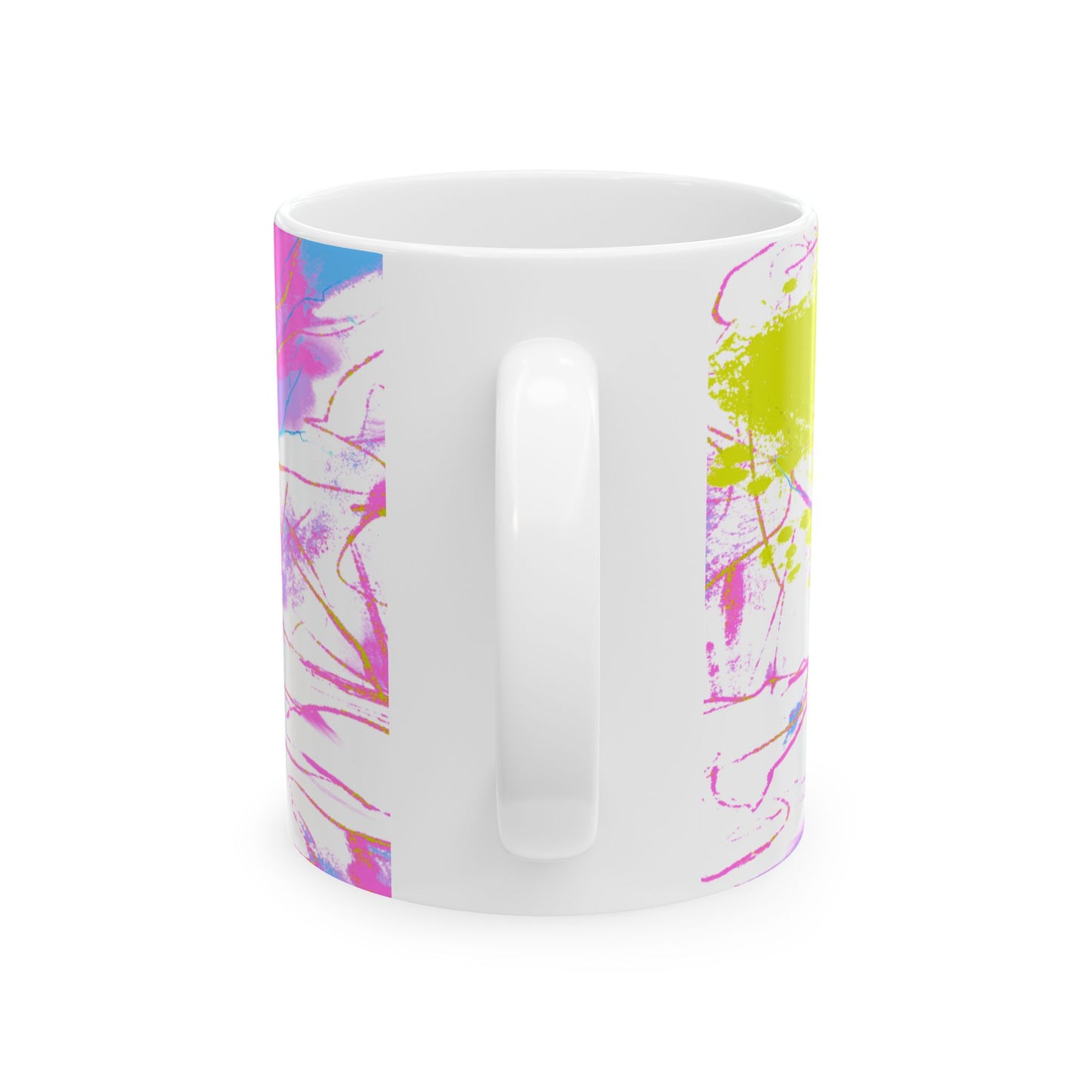 Inspirational Landscapes Ceramic Mug in Chartreuse and Orchid, "Sin will keep us from the Book; the Book will keep us from sin", 11oz,15oz.