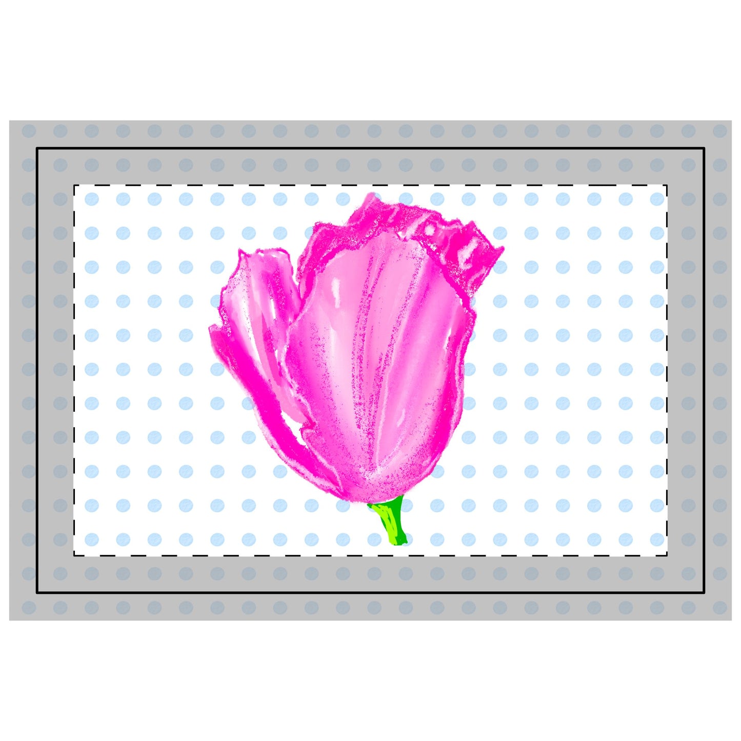 Vibrant Tulips Quilted Placemat Small Blue Polka Dot