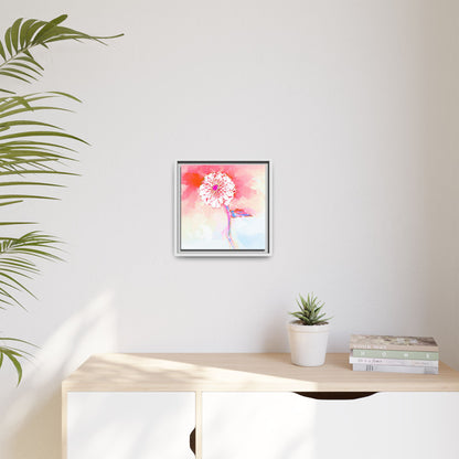 Zinnia Color Splash Matte Canvas Light Red Framed