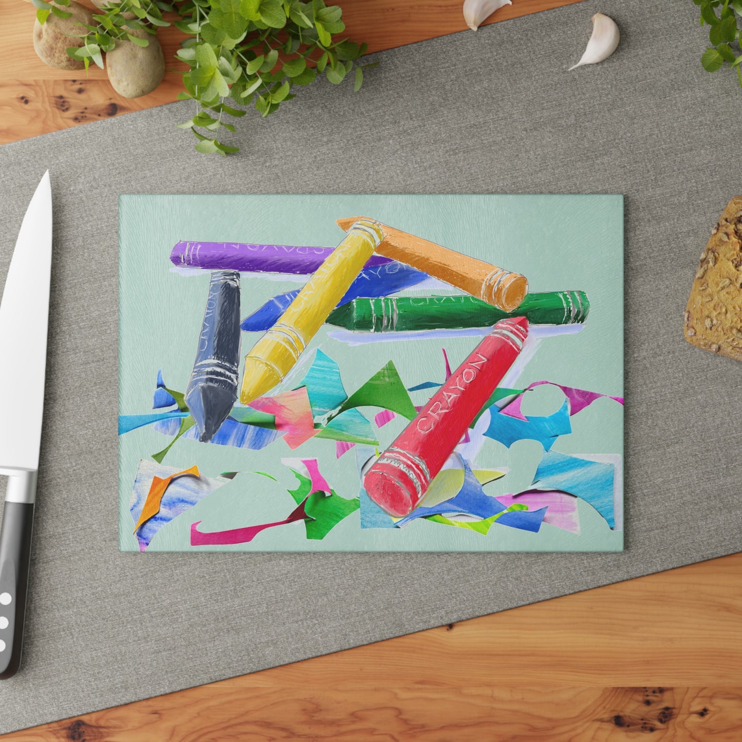 Glass Cutting Board Crayon Cut-Up