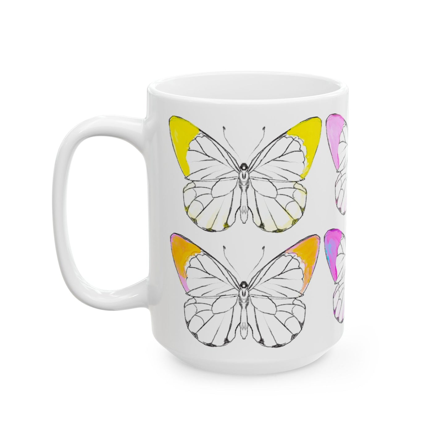 Chroma Ceramic Mug, (11oz, 15oz) yellow pink green