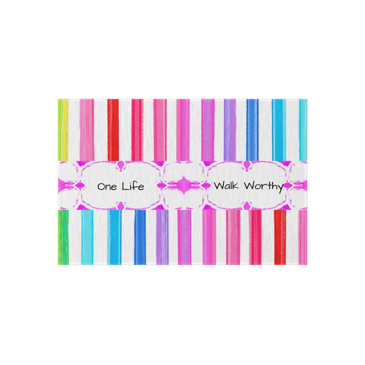 Watercolor Stripes Indoor/Outdoor Rug "One life, walk worthy"