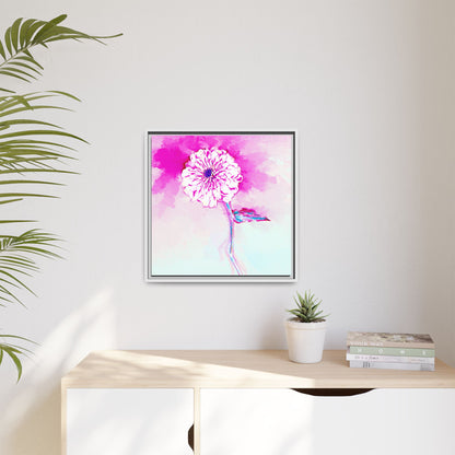 Zinnia Color Splash Matte Canvas Bright Raspberry Framed