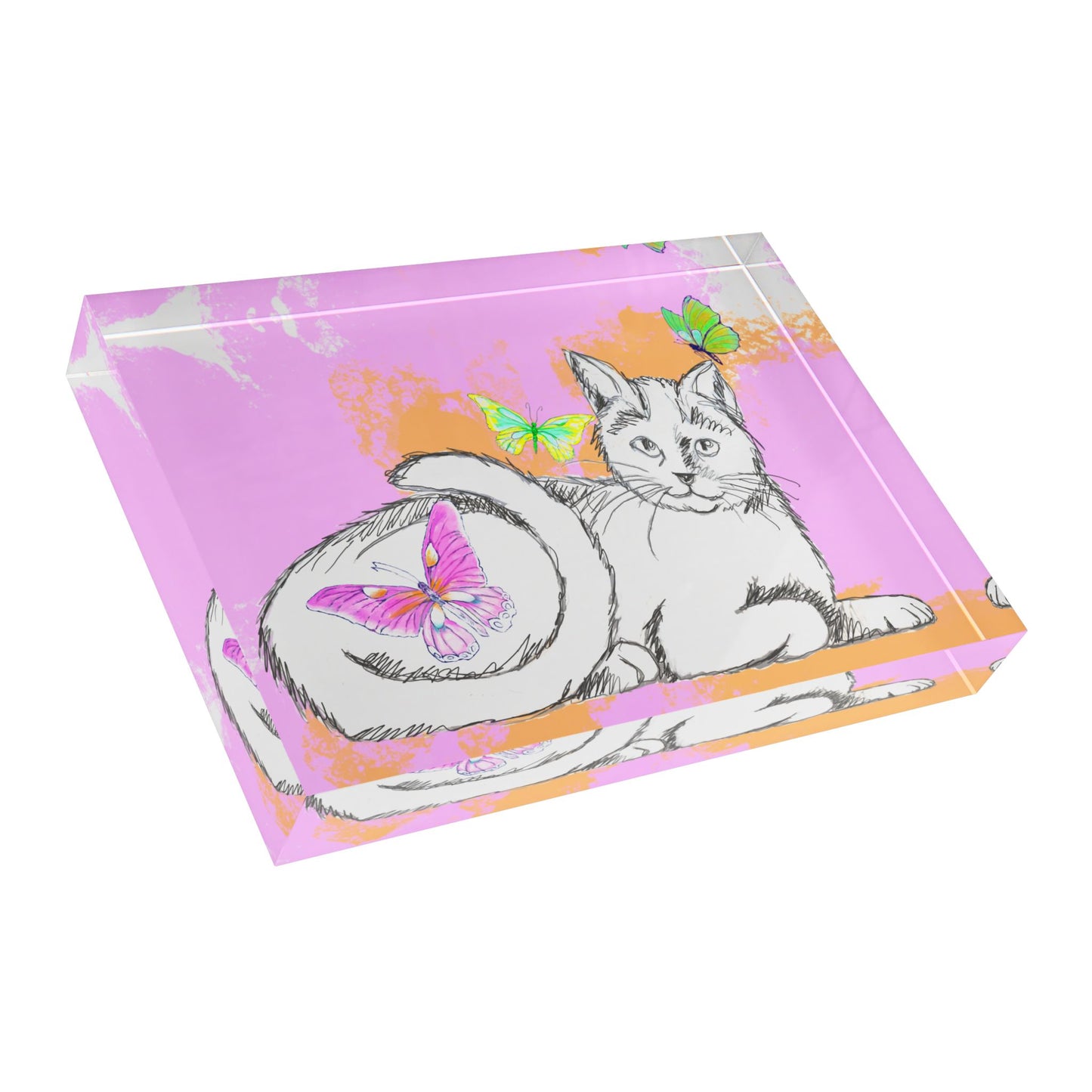 Kitty Flutter Acrylic Block