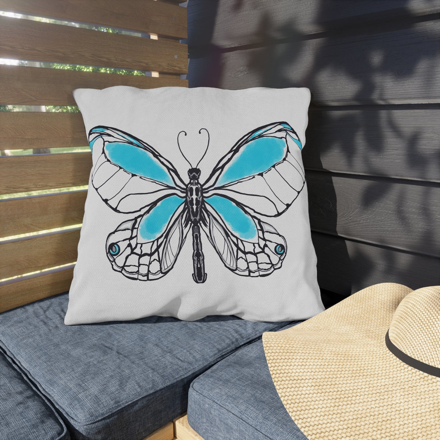 Outdoor Pillows Lulu Butterflies Aqua