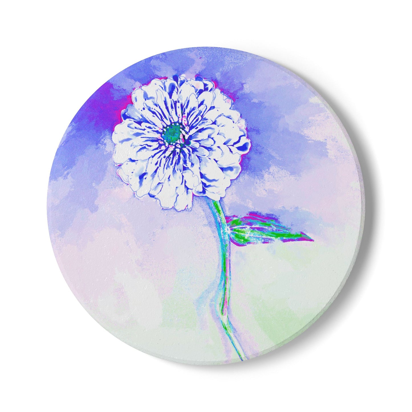 Zinnia Ceramic Coaster, Periwinkle