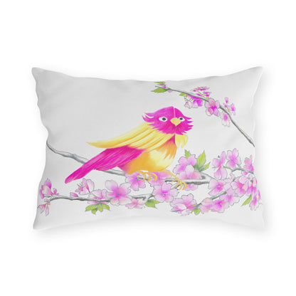 Outdoor Pillows Lumbar Birdies and Cherry Blossoms