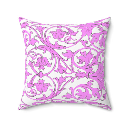 Scrollwork Polyester Square Pillow "A cheerful heart..."