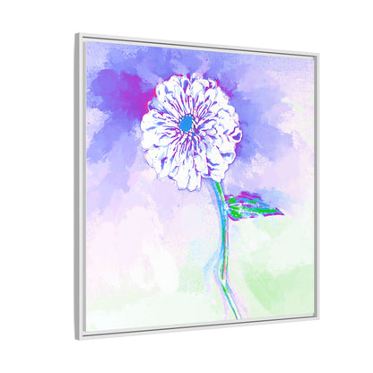 Zinnia Color Splash Matte Canvas Purple Framed