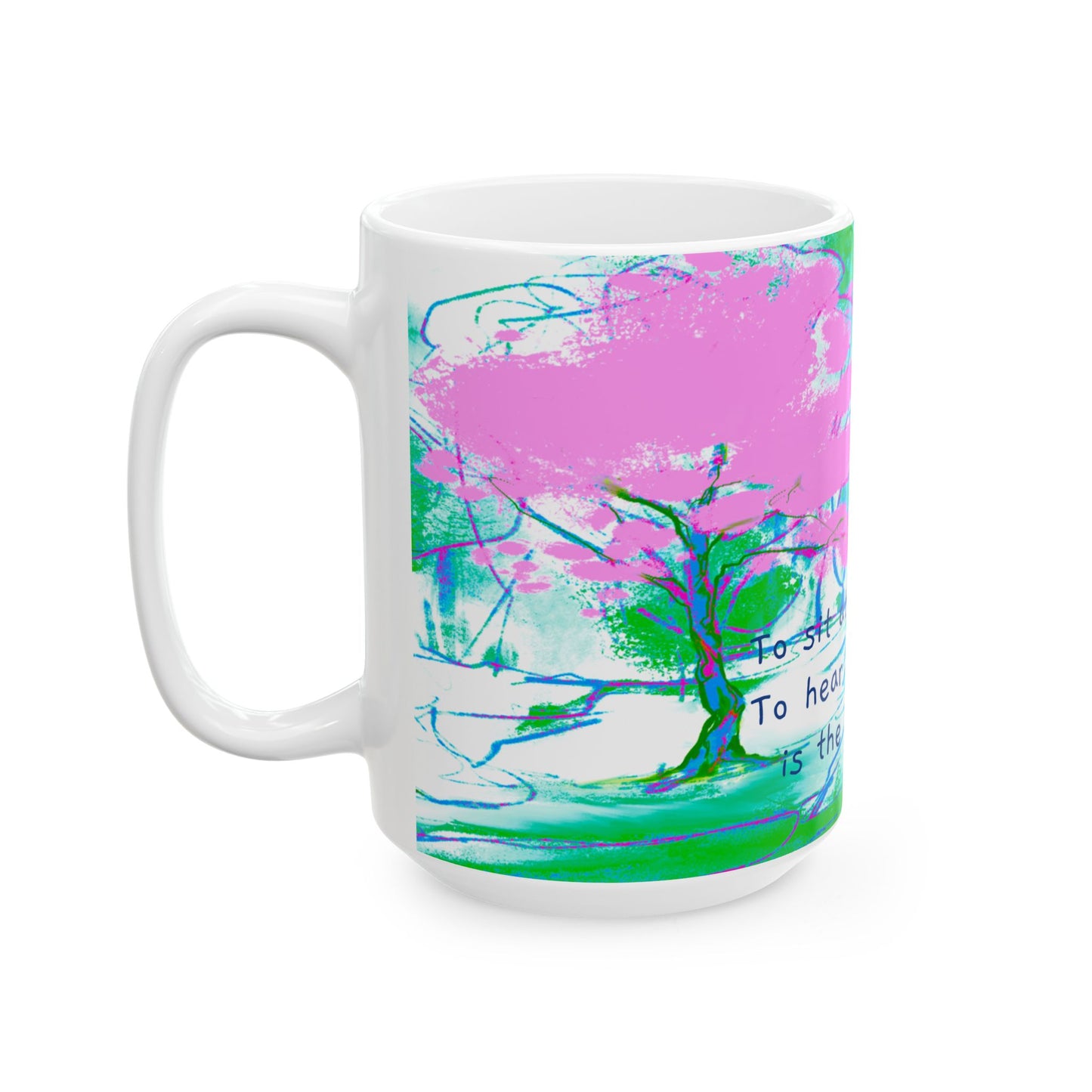 Inspirational Landscapes Ceramic Mug in Blue, Green and Pink