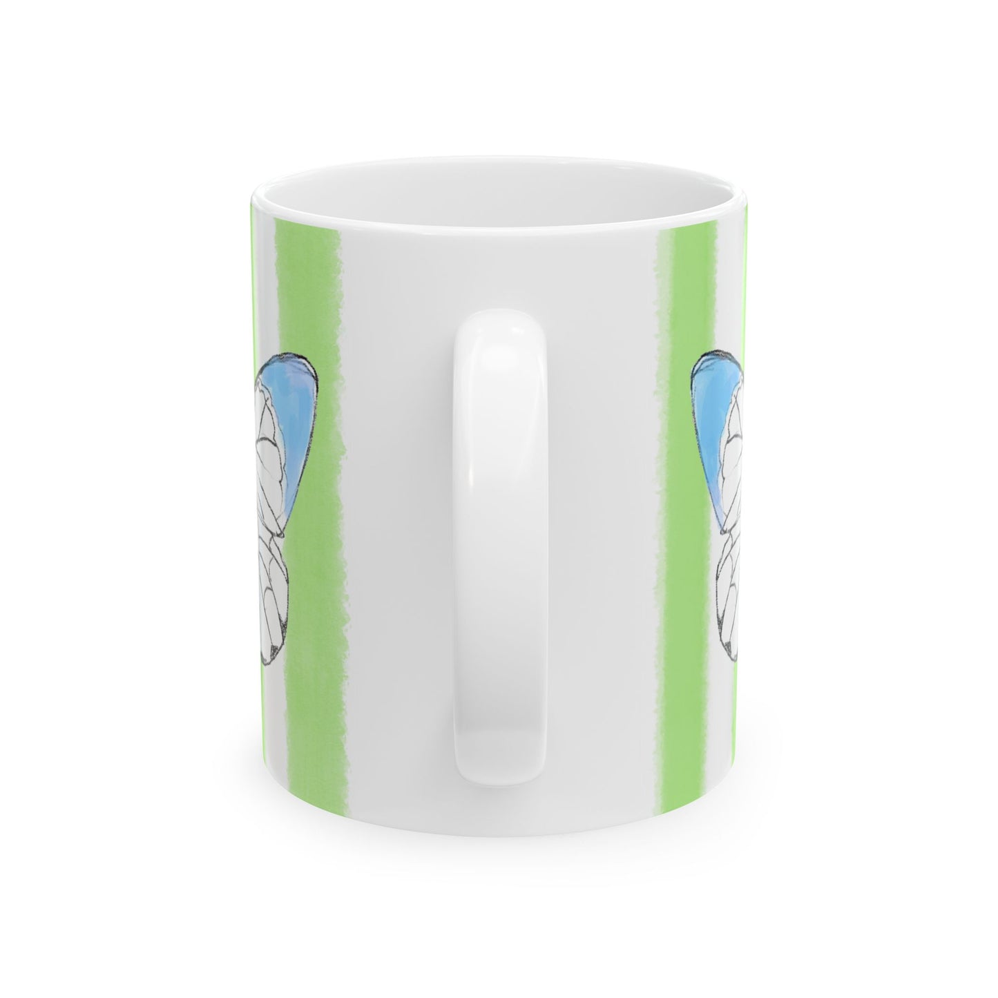 Butterfly Chroma Ceramic Mug in Aqua with Light Green Stripes