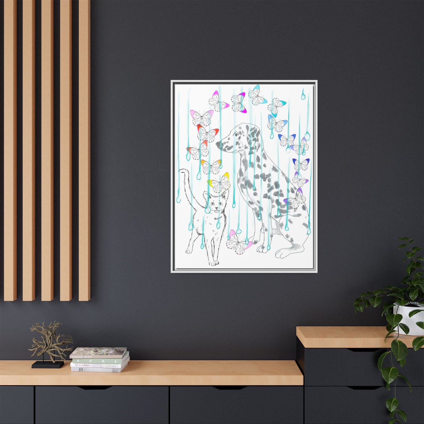 Butterfly Chroma Rain and Shine Matte Canvas, Framed (White)