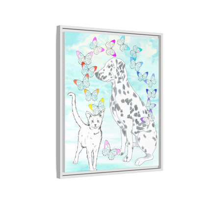 Butterfly Chroma Friendship Matte Canvas, Framed  (White)