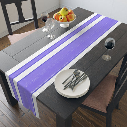 Mega Stripe Table Runner (Cotton Creamy White, Poly Bright White) Royal Blue