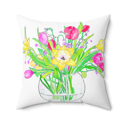 Polyester Euro Square Pillow Joyful Blooms