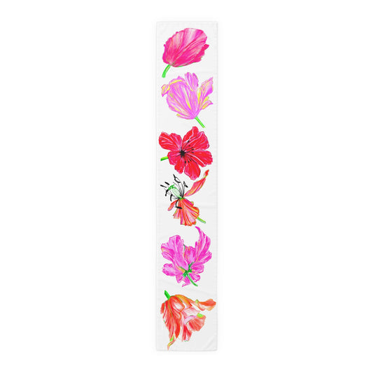 Tulip Love Table Runner 16" x 90" Cotton Creamy White OR Polyester Bright White