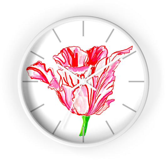 Tulip Love Wall Clock Red Tulip