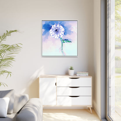 Zinnia Color Splash Matte Canvas Blue Framed