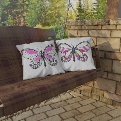 Outdoor Pillows Lulu Butterflies Light Pink