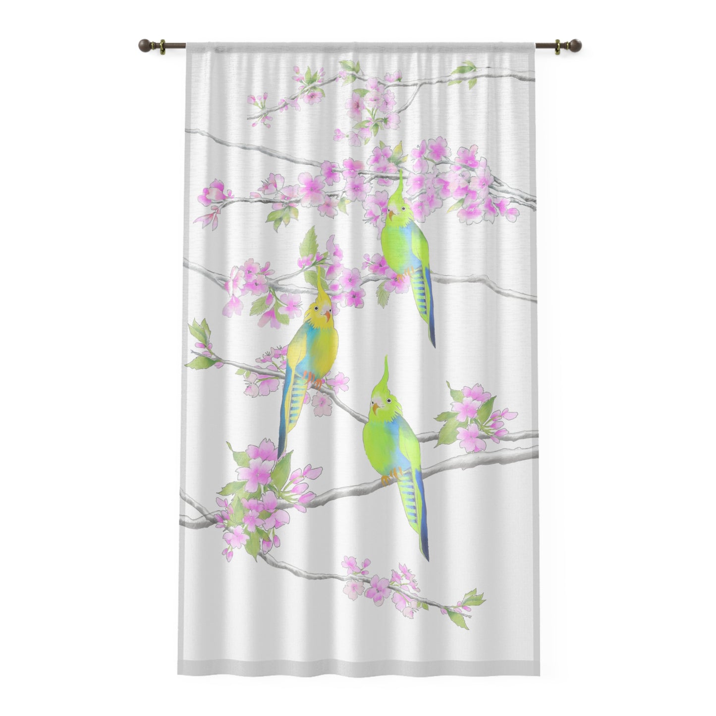 Window Treatments Sheer Curtain B Cherry Blossoms & Jolly Birds