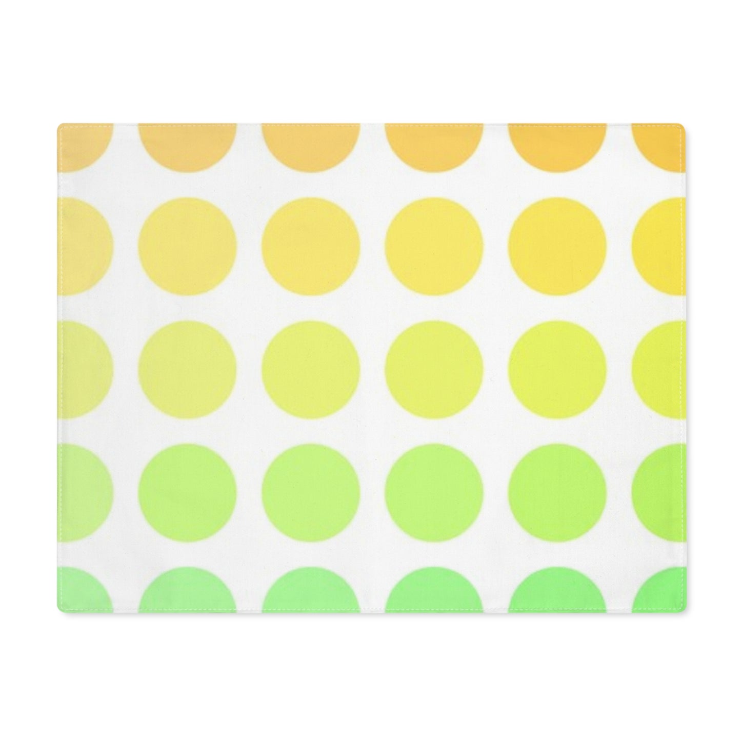 Polka Dot Joy Cotton Twill Placemat, Yellow/Green, Creamy White Fabric Background