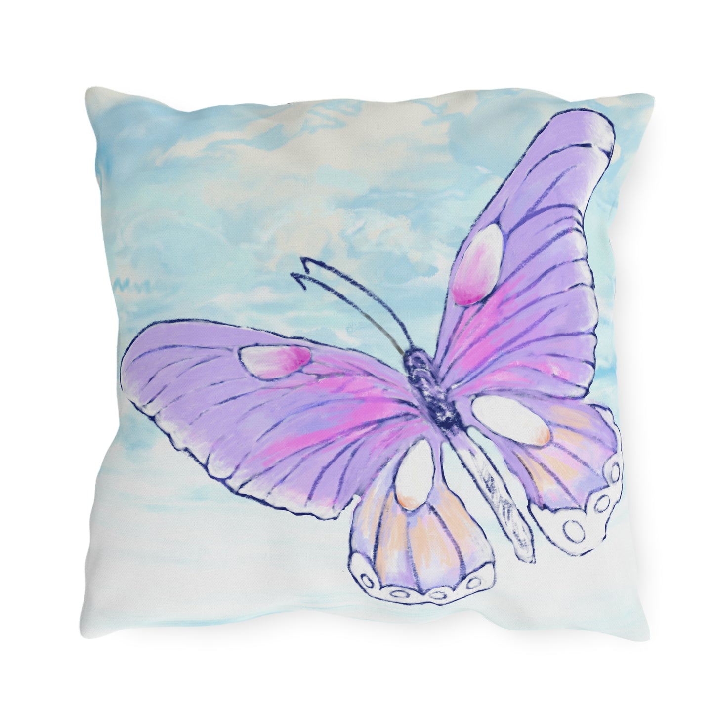 Outdoor Pillows Butterfly Orange & Lavender
