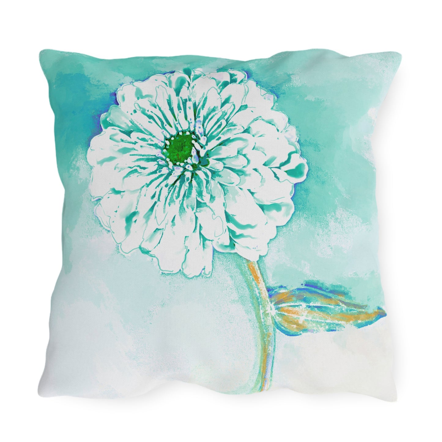 Outdoor Pillows Abstract Zinnia Color Story Aqua