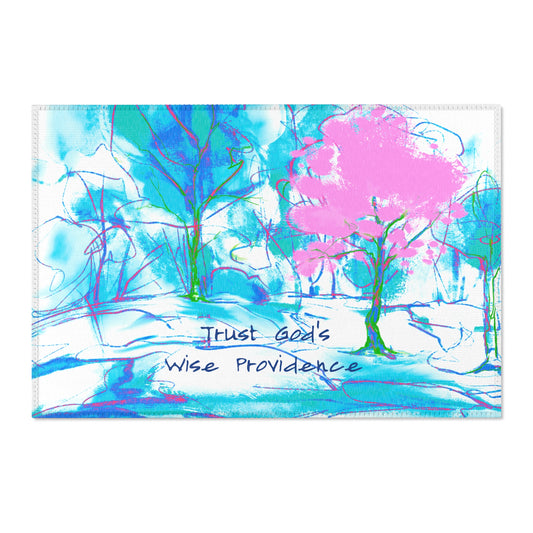 Inspirational Landscapes "Trust God's Providence" Indoor Area Rug in Pink and Blue, (one size 36" x 24")